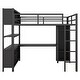 preview thumbnail 11 of 9, Full Size Metal Loft Bed with Wardrobe And L-shaped Desk, Storage Cubes and Shelves