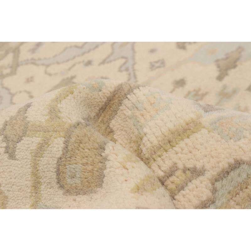 ECARPETGALLERY Hand-knotted Royal Oushak Ivory Wool Rug - 5'0 x 5'0