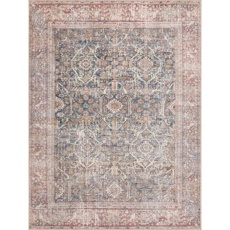 Reseca Oriental Traditional Vintage Distressed Machine Washable Area Rug