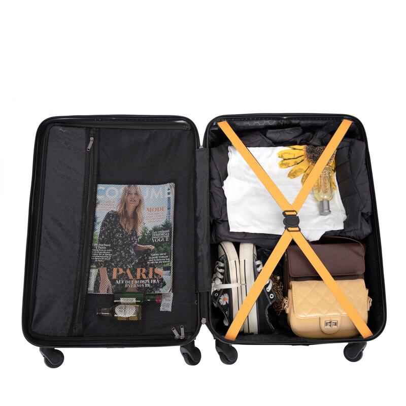 Durable 3-Piece ABS Luggage Set, Carry-On 20", Check-In 24" & 28" with Spinner Wheels