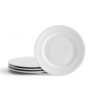 Everyday White Set of 4 Beaded Salad Plates, 8.5 Inch - 8.5 Inch