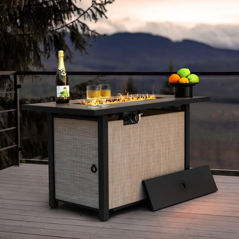 Outdoor 43’’ Fire Pit Table, 50,000 BTU Propane Fire Pit with Lid