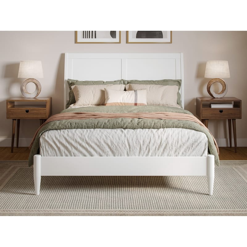 Valencia Solid Wood Low Profile Sleigh Platform Bed