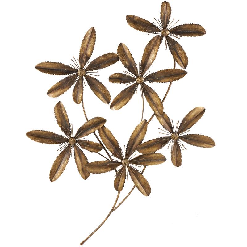 Gold Metal 3D Floral Home Wall Decor