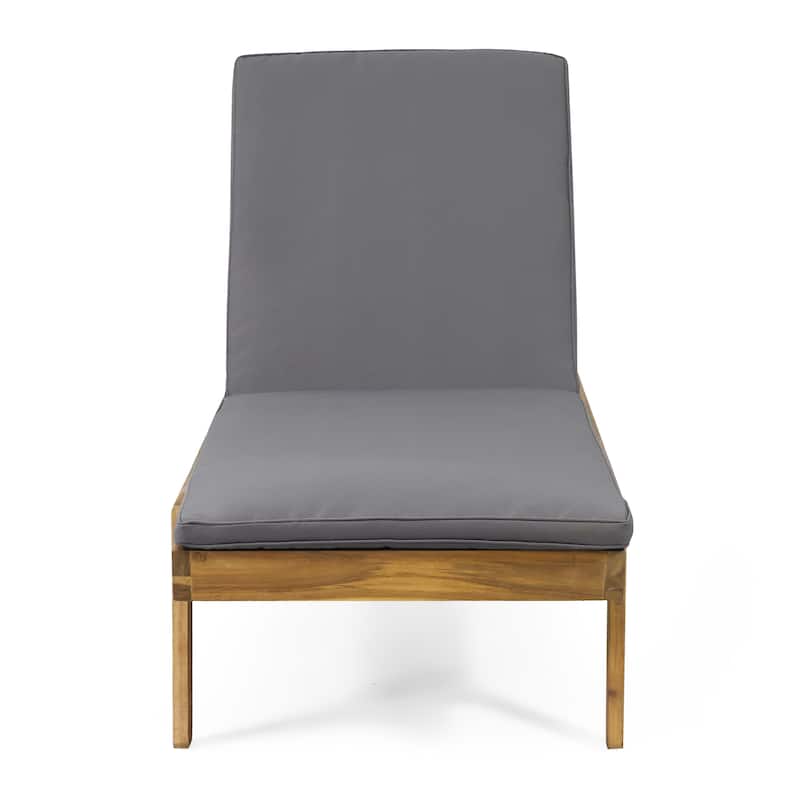 Caily Outdoor Acacia Wood Outdoor Chaise Lounge with Cushions by Christopher Knight Home