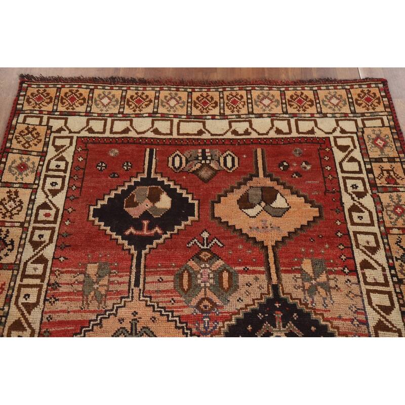 Hand Knotted Oriental 100% Wool Carpet Traditional Geometric Red Lori Area Rug - 7' 10'' X 4' 0''