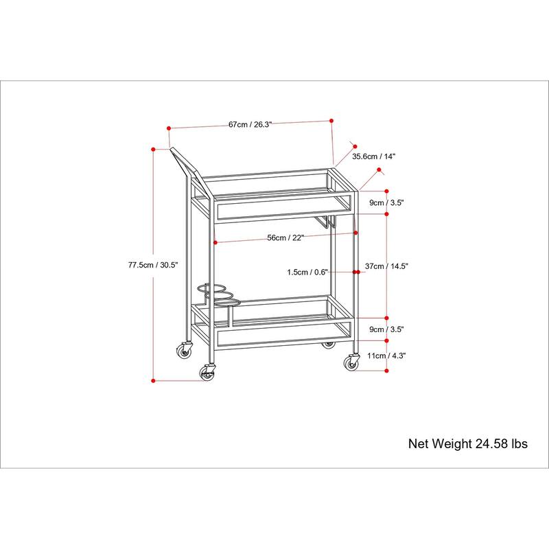 Watts - 26" Bar Cart - Chrome