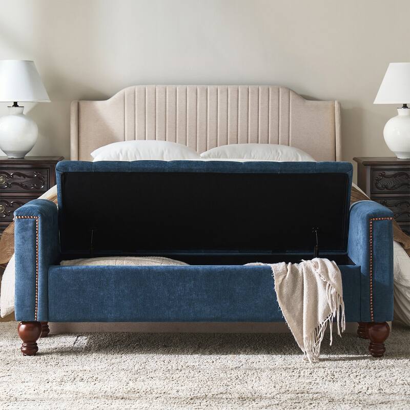 Poncio Storage solid wood legs Bench by HULALA HOME