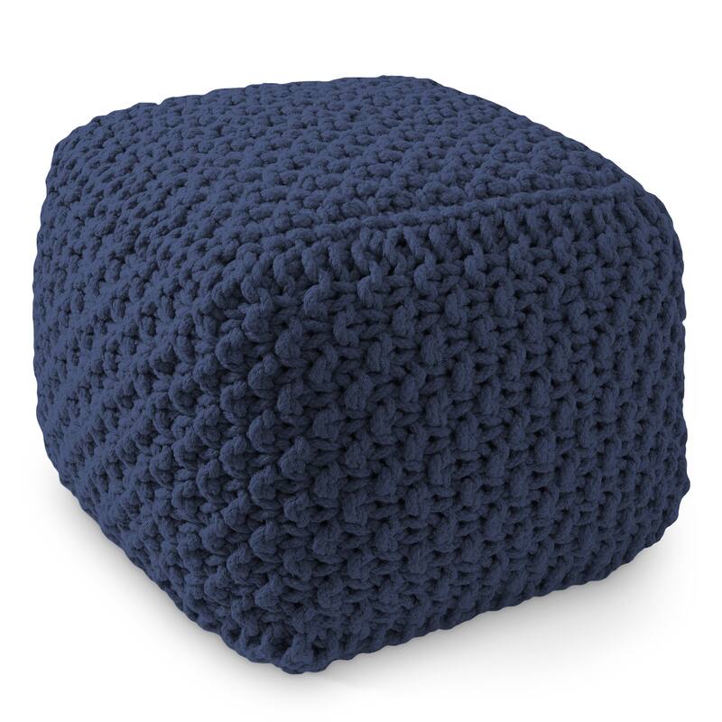 Cotton Pouf Ottomans Knit Foot Stool Pouffes for Living Room