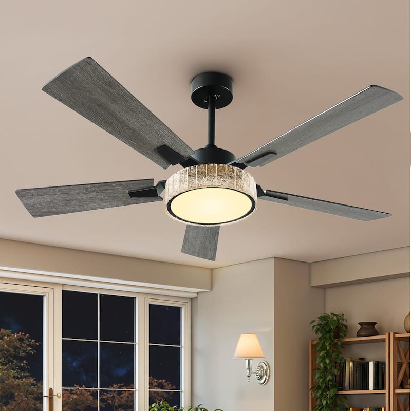 Moasis 52 Inch Crystal Ceiling Fans with Lights and Remote Control - 52 Inches