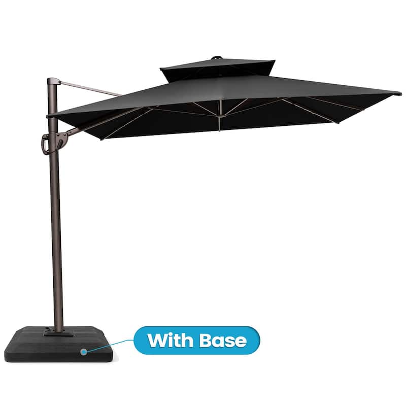 Outdoor 9 x 11 ft Patio Offset Cantilever Umbrella with Weights Base