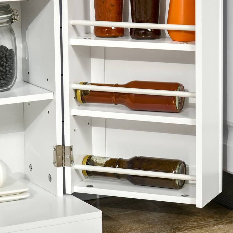 HOMCOM 41" Farmhouse Kitchen Pantry, Freestanding 2 Door Storage Cabinet with Adjustable Shelves