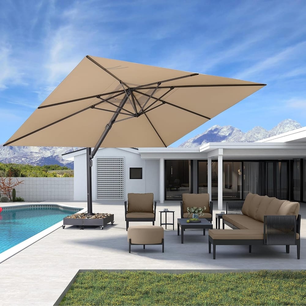 PURPLE LEAF Extra Large Premium Patio Cantilever Offset Umbrella with 360-degree Rotation