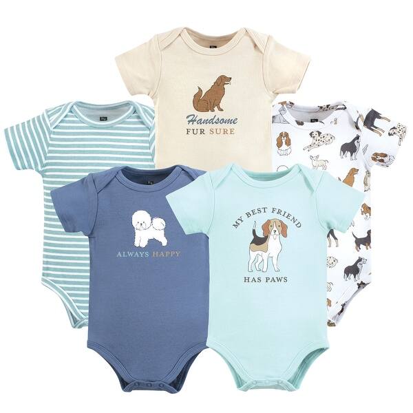slide 1 of 1, Hudson Baby Infant Boy Cotton Bodysuits, Dogs 0-3 Months - Dogs