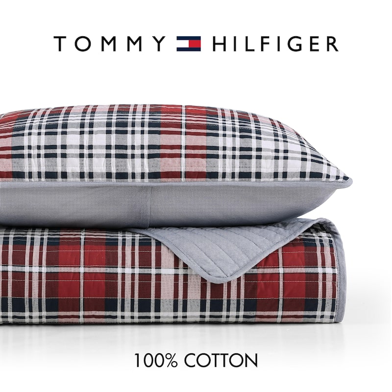 Tommy Hilfiger Collegiate Tartan Cotton Blue Quilt Set