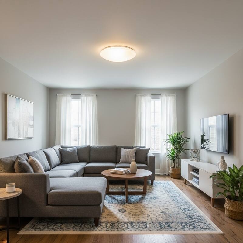 1-Light LED Flush Mount Ceiling light in Brushed Nickel