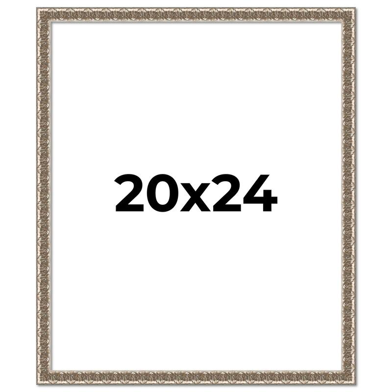 20x24 Frame Silver Versailles Ornate Solid Wood Picture Frame | 1 Inch