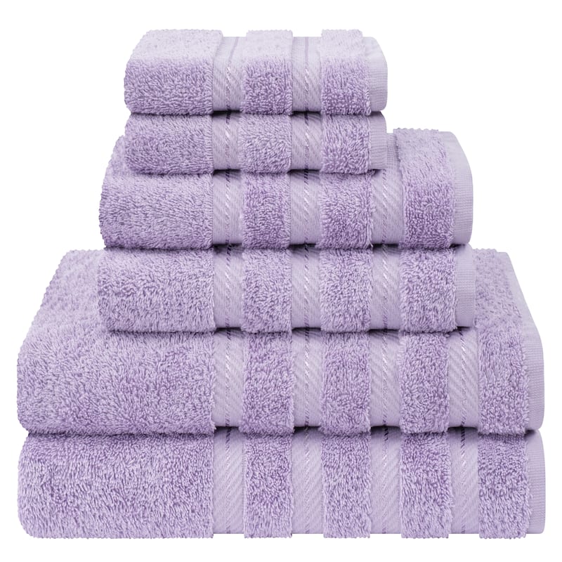 American Soft Linen Luxury 6 Piece Towel Set, 2 Bath Towels 2 Hand Towels 2 Washcloths, 100% Cotton Turkish Towels for Bathroom - Lilac