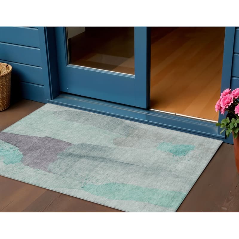 HomeRoots Abstract Transitional Rectangle Outdoor Rug - 3' x 5'