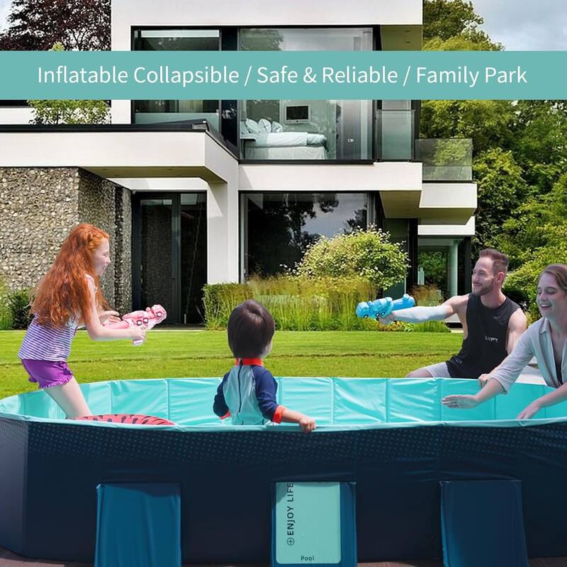 Swimming Pool w/Durable PVC Material,Easy Setup and Foldable Storage