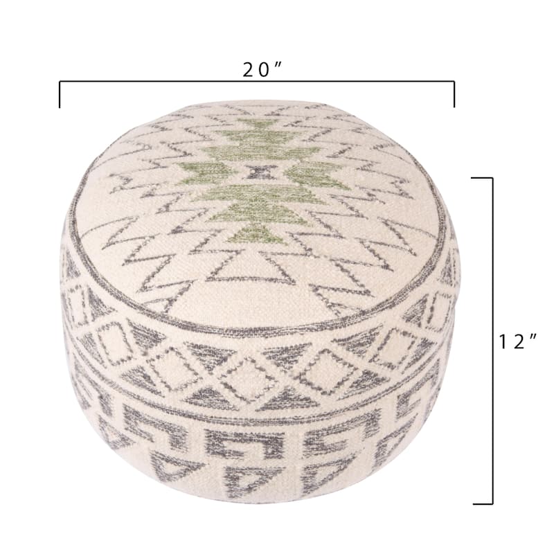 Round Wool Blend Kilim Pouf