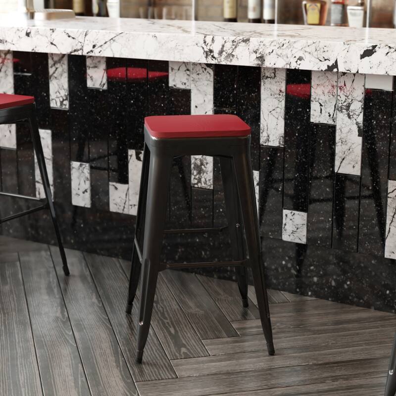 All-Weather Polyresin Seat for Colorful Metal Stools and Chairs-4 Pack