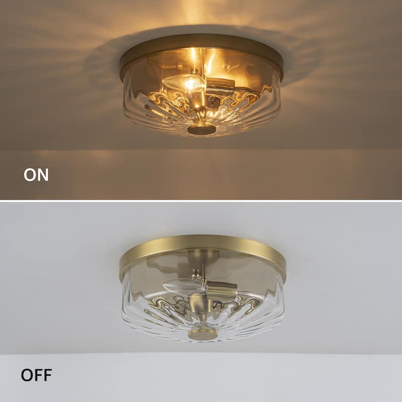 Starsky 2-Light Textured Glass Drum Flush Mount