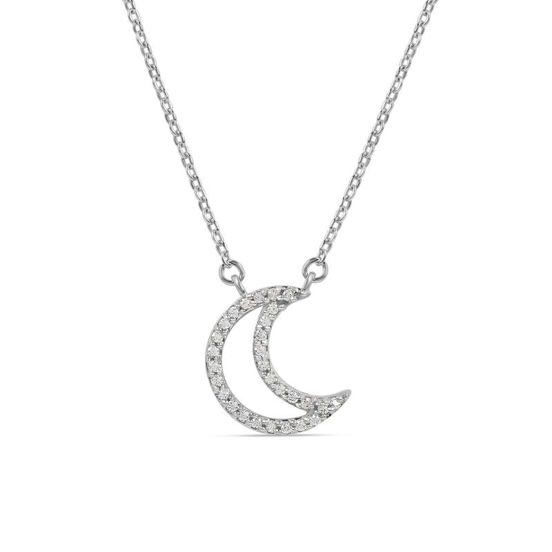1/10ct Diamond Geometric Pendant Necklace in Silver for Women