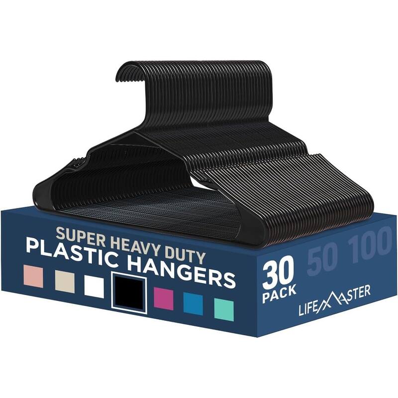 Black Plastic Clothes Hangers Set Lightweight, Durable, Smart Shoulder
