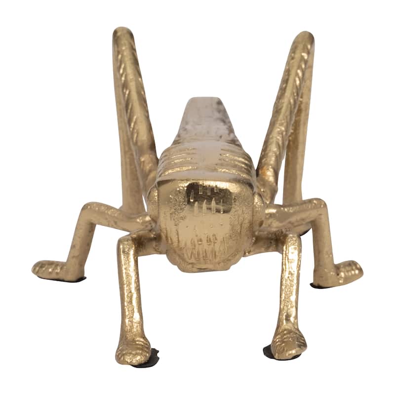 Sagebrook Home Decor: 9" Metal Grasshopper Figurine in Gold - Aluminum and Suar Wood - Sophisticated Home Accents