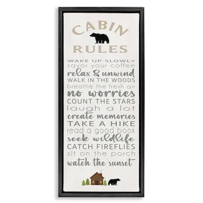 Stupell Fun Adventure Cabin Rules Framed Floater Canvas Wall Art Design By Seven Trees Design