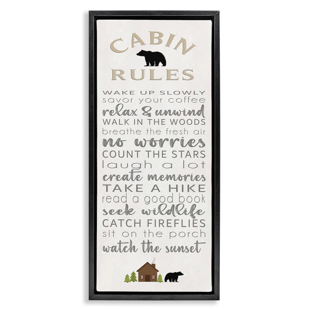 Stupell Fun Adventure Cabin Rules Framed Floater Canvas Wall Art Design By Seven Trees Design