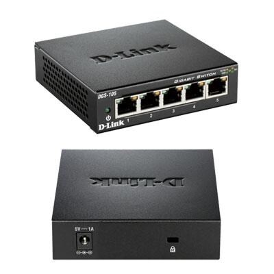 D-Link DGS-105 5 Port Gigabit Unmanaged Metal Desktop Switch