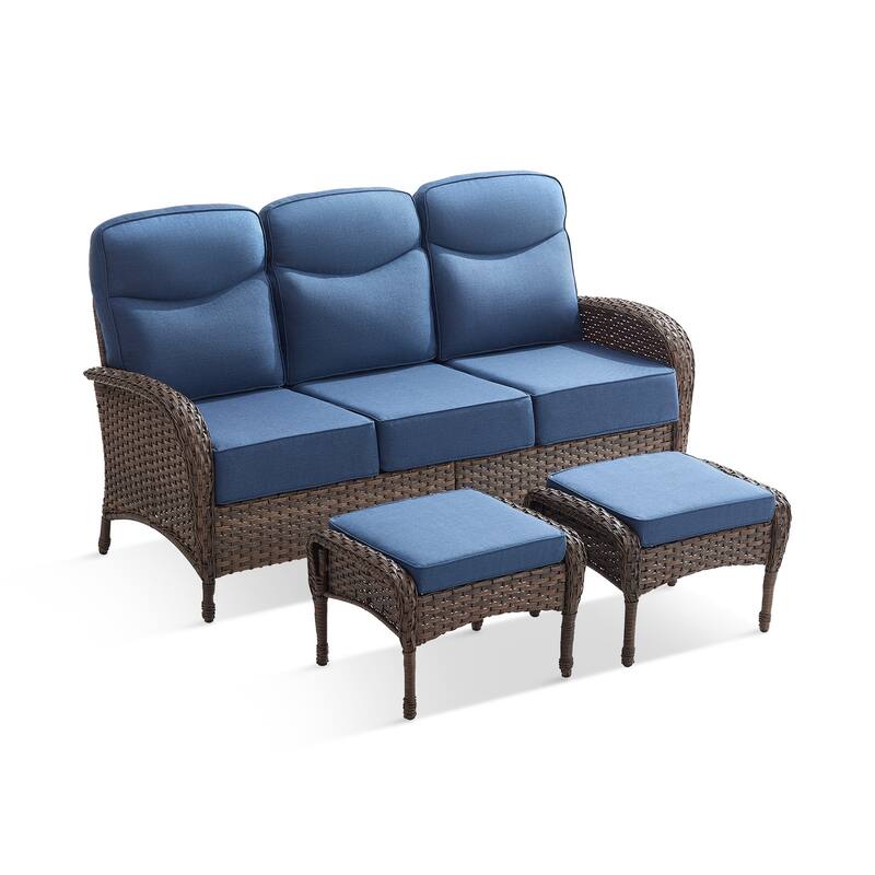 Pocassy Outdoor Sofa Swivel Chair and Ottman with Coffee Table