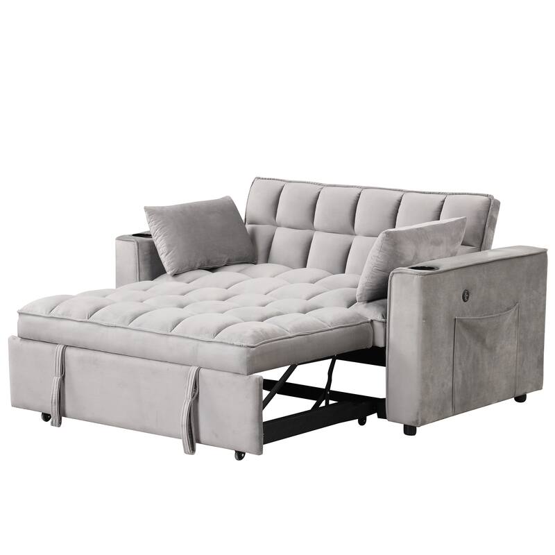 4-in-1 Modern Sofa Bed with USB Charging and Cup Holder, Perfect for Apartments
