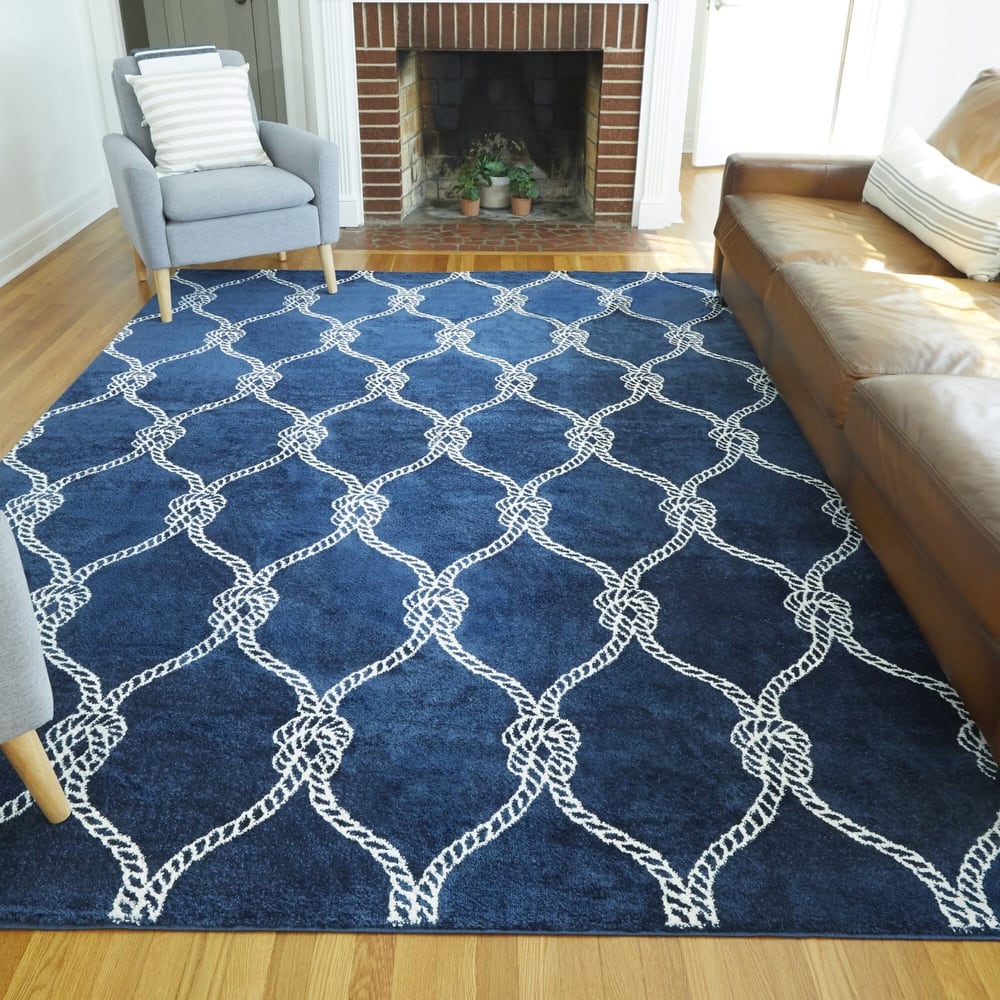 Fischer Nautical Trellis Coastal Area Rug