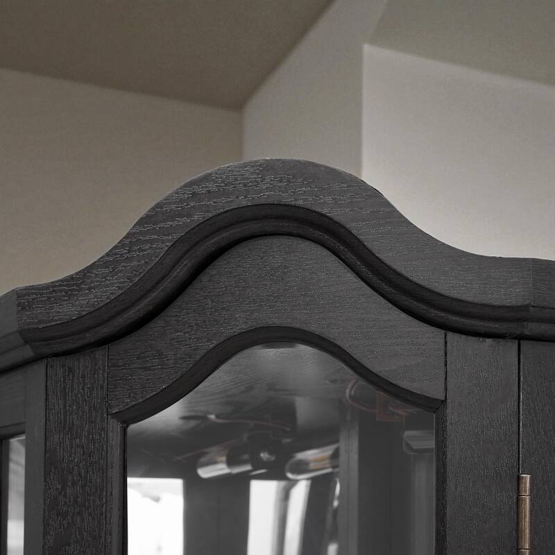 Lighted Corner Curio Cabinet with Tempered Glass Doors, Adjustable Shelves, Oak Finish Display Storage for Home Decor