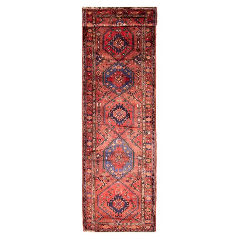 ECARPETGALLERY Hand-knotted Andelz Red Wool Rug - 3'7 x 13'0 - Red - 3'7 x 13'0