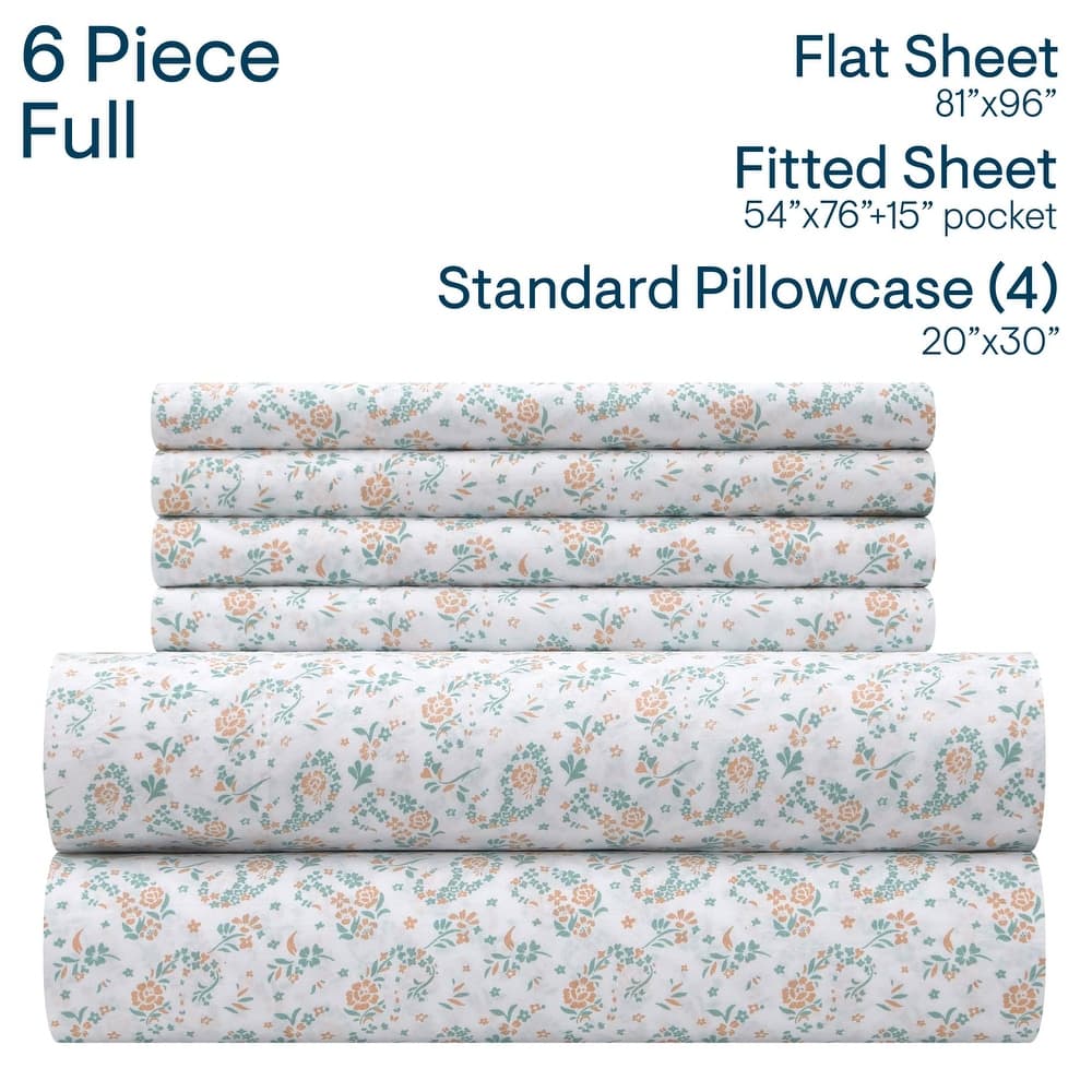 Aeropostale Premium All Season Microfiber Paisley Sage and Blush Sheet Set