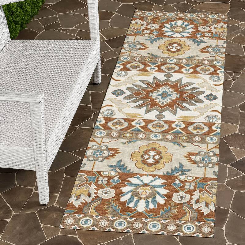 Machine Washable Indoor/ Outdoor Traditional Aspen Chantille Rug - Paprika - 2'3" x 7'6"