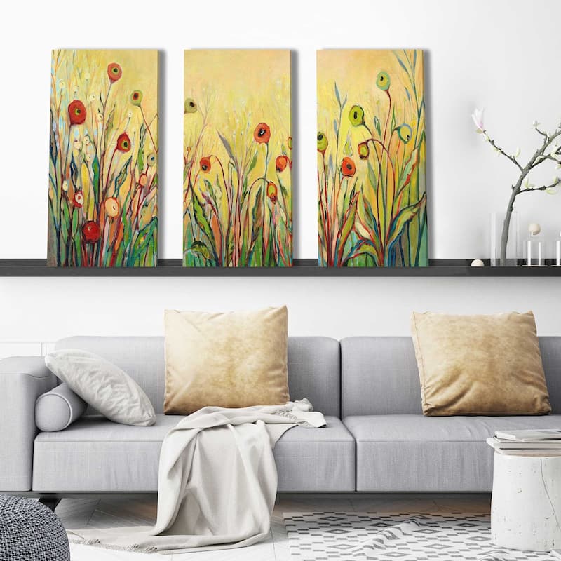 "Summer Poppies" by Jennifer Lommers 3 Piece Set on Canvas