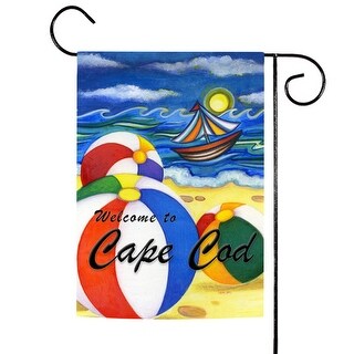 Cape Cod Flag Valance Beige Blue Beach Balls Welcome to Cape Cod Outdoor Flag 18