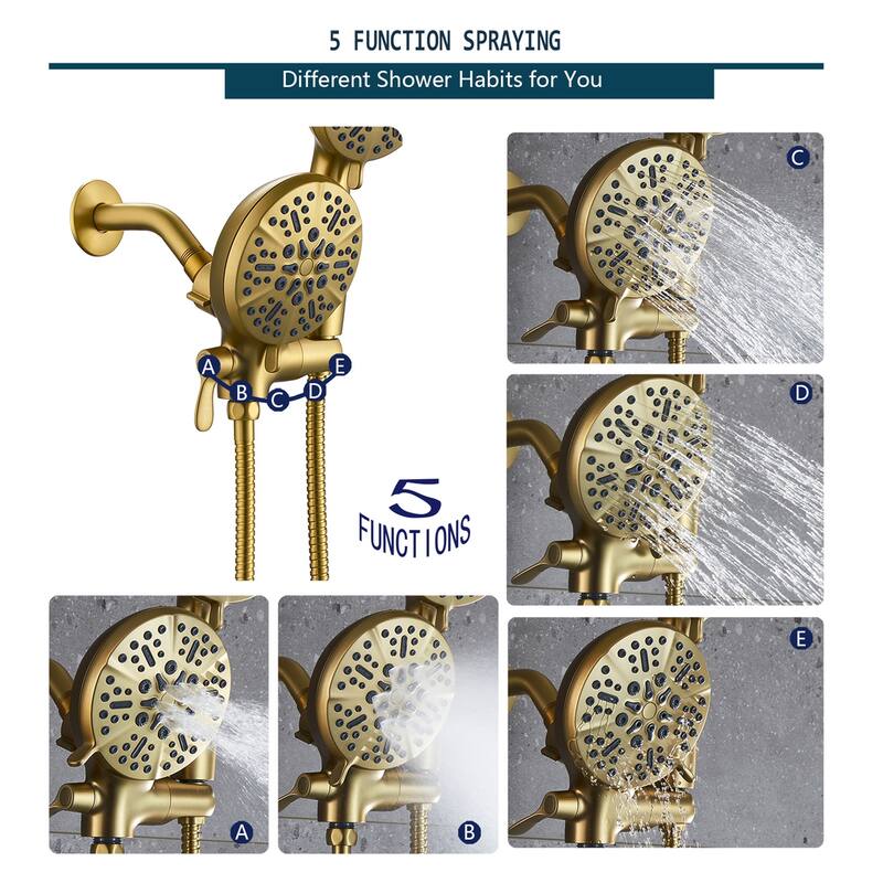 Shower Faucet Set with 5 in. Head Complete Shower System Matte Black
