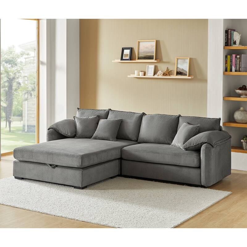 Cesare Modern 2-Piece Reversible Cushions Sectional with Storage by HULALA HOME - Grey