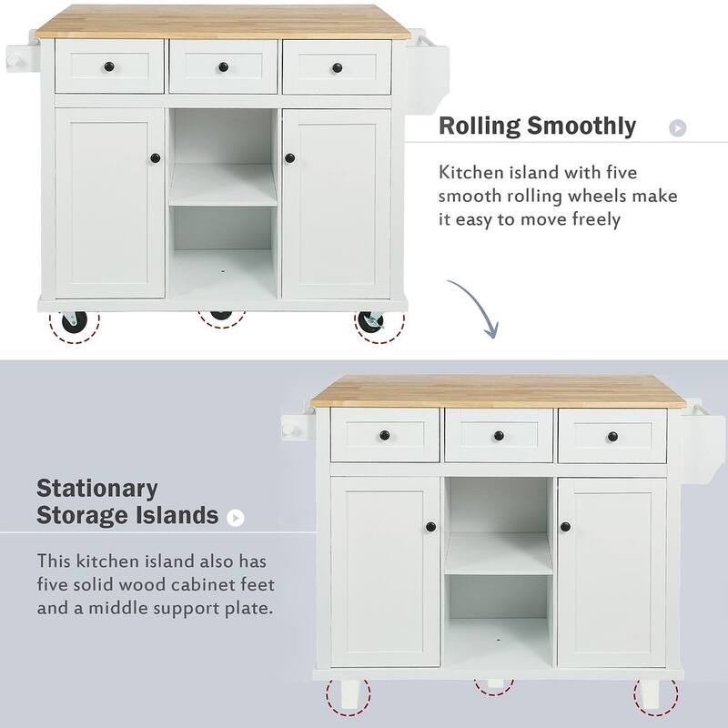 Kitchen Island Cart with Wheels Drop-Leaf, Storage Racks