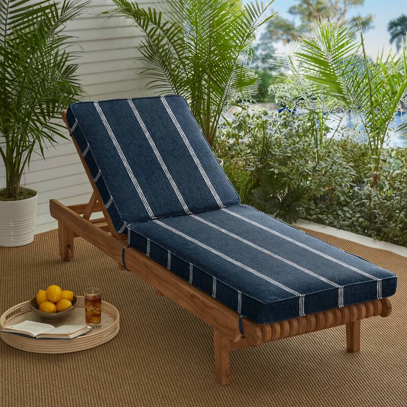 Sorra Home Sunbrella Outdoor Chaise Lounge Cushion - 73 in L x 24 in W x 3 in D - Lengthen Indigo
