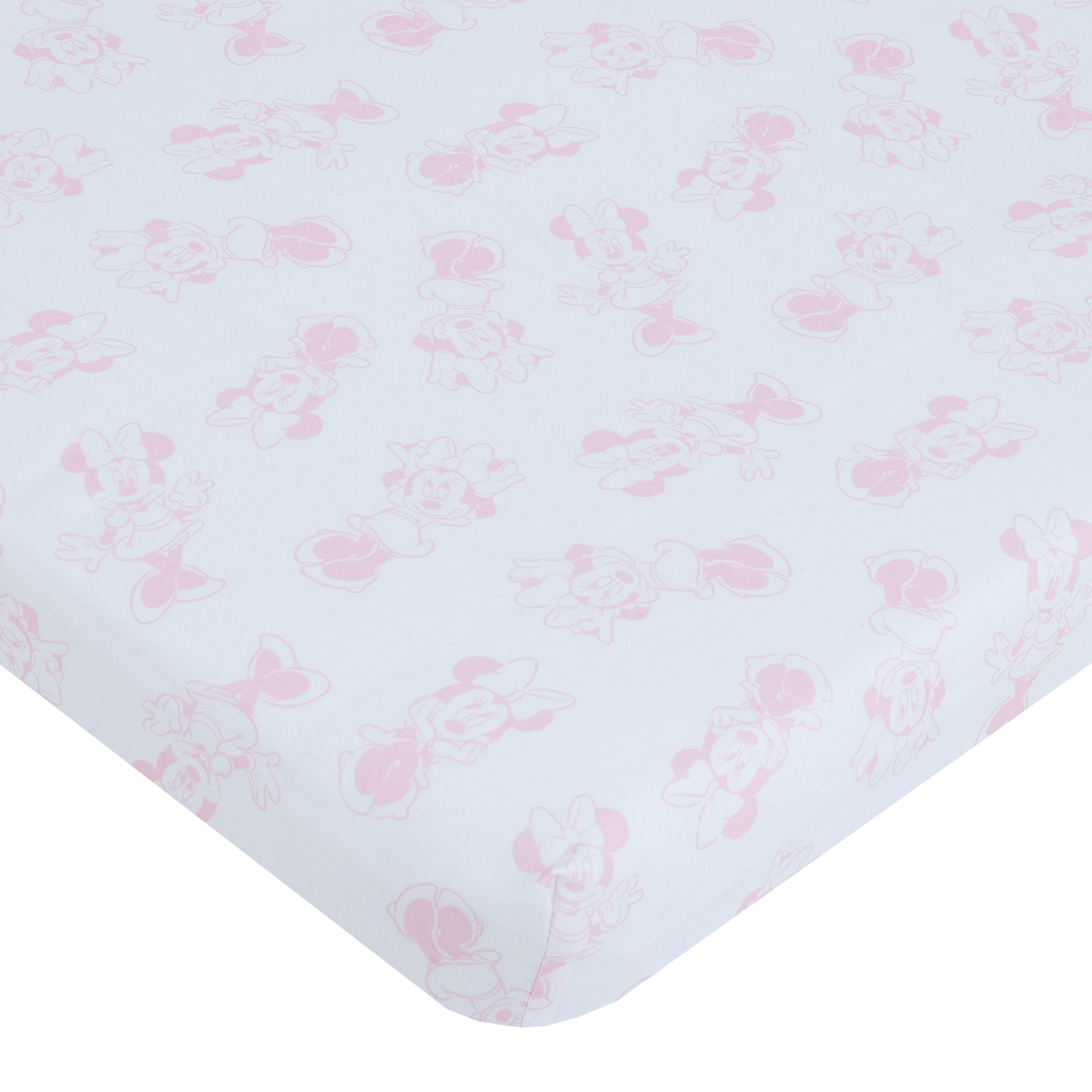 Disney Minnie Mouse Be Happy Pink Rainbow Stars And Clouds 3 Piece Nursery Mini Crib Bedding Set Comforter And Two Fitted Mini Crib Sheets