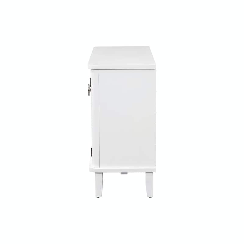 Fraxinus Mandschurica Cabinet with Three Acacia Solid Doors, Adjustable Shelves