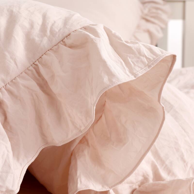 Soft Washed Microfiber Ruffle Duvet Cover Set