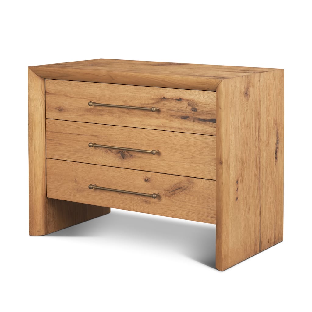 Belford 3-Drawer Light Brown Oak Wood Closed Nightstand